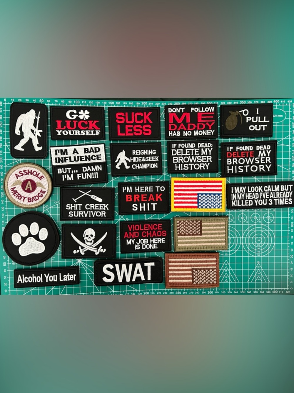 Assorted Tactical Morale Velcro heavy duty Military Patches - lot of 21